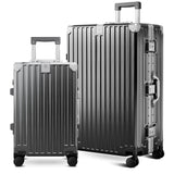 ALPHA CAMP 2 Piece Luggage Sets with Aluminum Frame (20/28 Inch,Grey)