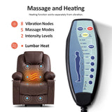 MCombo Electric Power Lift Recliner Chair Sofa with Massage and Heat for Elderly, 3 Positions, 2 Side Pockets, and Cup Holders, USB Ports, Faux Leather 7040 (Light Brown, Medium)