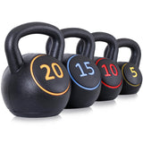 F2C Kettlebell Sets 4 Piece Strength Training KettleBells Weight Set 5lb, 10lb, 15lb, 20lb HDPE Coated Concrete Kettle bell Core Training or Women & Men for Full Body Workout & Exercise Fitness F2C