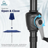 MFSTUDIO Outdoor Dining Set with 13 ft Umbrella for 6, Grey Chairs