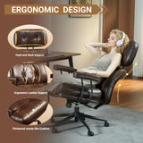 Ergonomic Office Chair Faux Leather Swivel Desk Chair for Home Office,Coffee