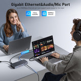 Laptop Docking Station Dual Monitors USB C Dock Hub with 120W Power Adapter