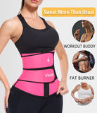 ANGOOL Neopren Waist Trainer For Women,Workout Plus Size Trimmer Belt Sauna Sweat Corset Cincher With Zipper 2XL Pink