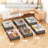 Under Bed Storage with Wheels-Large Bamboo Underbed storage Containers with Large Dust Bag Stackable Under the Bed Shoe Storage Bins for Clothes Books Bedding (2 Packs Black, 23.62"L×16.54"W× 6.51"H)