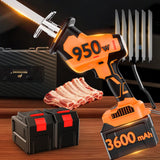 950W Brushless Motor Electric Meat and Bone Saw, with（2 × 3600mAh Battery 6 Upgraded Blades）Handheld Butchering Tool - Home Butcher Saw Kit with 1 toolbox