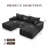 115" Modular Sectional Sofa, U Shaped Cloud Boneless Couch Black