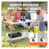 MXL&LJB Stainless Steel Cart Work Table - Heavy Duty Rolling Food Prep Metal Utility On Wheels Caster, Grill Stand Microwave Outdoor Kitchen Tables Countertop(90x55x83cm)