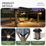 Aoxun 12' x 16' Outdoor Wood Gazebo, Hardtop Gazebo