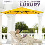 Midtown Umbrellas - The Lean 10 Ft Patio Umbrella with Fade-Resistant Sunbrella Fabric, Auto-Tilt Aluminum Frame and 8 Reinforced Ribs for Deck, Pool & Garden - White Canopy, Black Pole