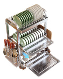 Stainless Steel Dish Drying Rack 3 Tier Dish Rack with Drainer Tray Utensil Holder and Cutting Board Holder Large Capacity Dry Rack for Dishes Kitchen Counter Silver (16.1" L x 10.6" W x 24.6" H)