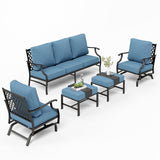 MIXPATIO 5-Piece Wrought Iron Patio Conversation Set, Rocking Chairs