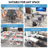 Modern Conference Table with Wheel,Modular Wooden Folding Conference Room Tables for 1-30 Person,Flip Top Meeting Training Table,for Office Seminar Dynamic Commercial Event Classroom(4,Grey,47.2in)