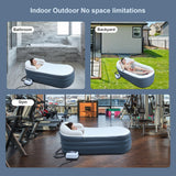 Inflatable Bathtub Bubble Massage Mat, Portable Adult Spa Bathtub, All-in-one Wavemaker and Air Pump, Adjustable Bubble Settings - Includes Remote Control, Inflatable Backrest and Atmosphere Lighting