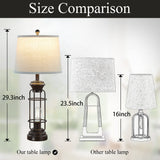 Reaketon Table Lamps for Living Room Set of 2, 28" Tall Farmhouse Table Lamp with Oil Rubbed Bronze Finish, Bedroom Lamps for Nightstand with White Oatmeal Lampshade, 4 Bulbs Included