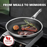 OATOFP Non Stick Frying Pans 12 inch, Hybrid Improved Version Frying Pans Nonstick with Lid,non stick Stainless Steel Skillets, Dishwasher and Oven-Safe Chef Pan, PFOA Free Cookware upgraded design
