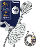 HammerHead Showers® Solid Metal Dual Shower Head Combo – CHROME – 8 Inch Rainfall High Flow Shower Head & Handheld Shower Head High Pressure with Hose 6ft - Hotel-Like Double Shower Heads