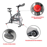 Sunny Health & Fitness Indoor Cycling Exercise Bike w/4-Way Adjustable Seat & Pulse Sensors, Home Cardio Training Equipment w/Micro-Adjustable Magnetic Resistance, Optional 29, 30, 40 Pound Flywheel Sunny Health & Fitness