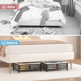 Under Bed Storage with Wheels-Large Bamboo Underbed storage Containers with Large Dust Bag Stackable Under the Bed Shoe Storage Bins for Clothes Books Bedding (2 Packs Black, 23.62"L×16.54"W× 6.51"H)