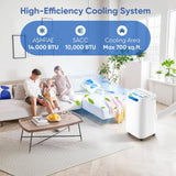 14000 BTU Portable Air Conditioners, Cools Up to 700 Sq.Ft, Portable AC Unit with Remote Control, Cooling, Fan, Dehumidification, Sleep Mode& Installation Kits for Large Rooms, White