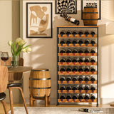 48 Bottles Floor Wine Rack with Wood Top, Freestanding Wine Bottle Organizer Shelf | 25.2''L x 10.7''W x 47.2''H Sonyabecca
