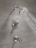 Delta Nicoli 14 Series H2Okinetic Bathtub and Shower Faucet Set, Brushed Nickel Shower Head and Handle Set, Valve Trim Kit, Stainless 144749-SS (Valve Included)