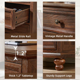 Joaxswe Farmhouse Nightstand Set of 2 with Charging Station, 24" Wide End Table with 3 Drawers,Dresser for Bedroom,Bed Side Table Chest of Drawers Cabinet,Wood Brown Night Stand for Living Room