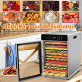 Food Dehydrator Machine for Jerky 11ft², 12 Trays 1000W Stainless Steel Dehydrator with 24H Timer 195℉ Temperature Control, Food Dryer Dehydrated for Meat, Fruits, Veggies, Dog Treats