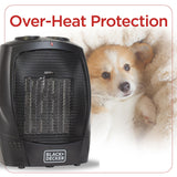 BLACK+DECKER Personal Ceramic Heater, Space Heater for Office Desk, Home Office & Personal Use Desk, 2 Heat & Fan Only Settings, Adjustable Thermostat, BHDC201, Black