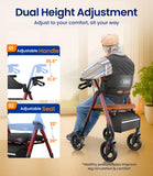 VOCIC Walkers for Seniors, Z21 Rollator Walker with Seat Supports 350lb, 8" Big Wheels for All Terrain, Ergonomic Arc Seat & 6" Ultra Backrest Foldable Walker, Dual Height Adjustment, Lightweight 2025