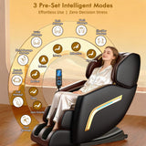Massage Chair Full Body, Zero Gravity Shiatsu Massage Chair, Built-in 12 Fixed Rollers, 6 Airbags, Auto Modes, Foot Massage, Calfrest Extension, Speaker, for Living Room, Bedroom, BlackBrown