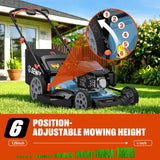 SENIX 201cc 22" 3-in-1 Gas Lawn Mower, Variable Speed Rear Wheel Self-Propelled Mower, Mulching, Bagging, Discharging, Foldable, 6 Cutting Height Adjustable, for Garden Yard