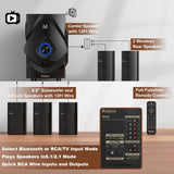 Bobtot Surround Sound Systems Wireless Rear Satellite Speakers - 800W 6.5inch Subwoofer 5.1 Surround Sound System for TV/2.1 Channel Home Theater Systems with ARC Optical Bluetooth Input