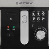 West Bend Deep Fryer with Adjustable Temperature Control Nonstick Basket Easy-View Window and Temperature Guide, Folding Handle and Locking Cover for Easy Storage, 3-Liter, Silver