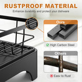 OERPHO Dish Drying Rack for Kitchen Counter, Dish Rack, Dish Drainer for Kitchen with Built-in Drain, Stainless Steel Sink Organization and Storage Essentials with Cutlery Holder (17" x 13.4", Black)