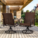 MELLCOM Patio Wicker Swivel Chair Set of 6, Heavy Duty Outdoor Dining Chair with 23.5'' High Back, Extra-Large Water-Fall Seat, Rattan Porch Gentle Rocker for Outside, Backyard, Garden