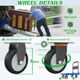 Platform Truck, 880lbs Capacity Heavy-Duty Foldable Hand Cart w/ 360° Swivel Wheels