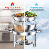 GGIU Chafing Dishes for Buffet Set: 100% Pre-Installed Chafers for Catering - Round Chafing Dish Buffet Set with Lids | Chafers and Buffet Warmers Sets | Serving Food Warmer | Chafers Servers Sets