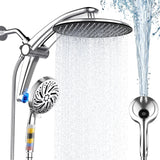Shower Head with filtered Handheld High Pressure daul Shower Heads with Handheld Spray Combo and 10 Sprays Handheld Shower Head Detachable Shower head Built-in Magnetic Docking and Power Jets Chrome