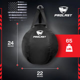 PROLAST Wrecking Ball Heavy Punching Bag for Adults, Hook and Uppercut, Body Snatcher, Boxing, MMA, Muay Thai Training Equipment, Filled, 65 lbs, Rhino Black
