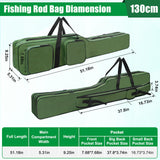SILANON Fishing Rod Case, Portable Fishing Pole Bag 4.27ft Waterproof Rod Reel Carrier Organizer Large Capacity Tackle Storage Bag Travel Carry Case Gift for Men