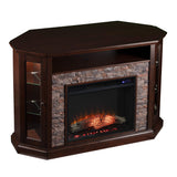 SEI Furniture - Redden Corner-Convertible Electric Fireplace with Touch Screen - Espresso - Transitional Design, Brown Glass and Wood - Ideal for Living Room, Bedroom (FR9392)