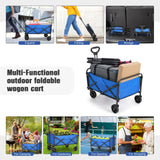 EVLIQUIL Collapsible Foldable Wagon,Wagons Carts Foldable with Wheels,Utility Grocery Folding Beach Wagon  (Lake Blue).