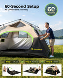6 Person Instant Tent, Camping Tent Setup in 60 Seconds, Waterproof Pop Up Tents for Camping with Top Rainfly, Instant Cabin Tents with Portable Carry Bag for Family Camp & Hiking, Black + Brown