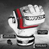 WYOX MMA Gloves Grappling Sparring, Boxing Gloves Men Women Muay Thai Martial Arts Training, Half Finger Adjustable Mitts Wrist Support Kickboxing Gloves, Cage Fighting Punching Bag Gloves WYOX
