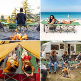 Sportneer Camping Cot: 1200D Double Layer Oxford Foldable Camping Cots for Adults - Heavy Duty Cots for Camping Travel Tent Day Outdoor & Home Guest, Camping Cots with Carry Bag & 2 Side Pockets Sportneer