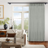 Macochico 150”Wx96”L Pinch Pleated Sliding Door Curtains with Hooks and Tieback, Natural Linen Drapes for Patio Doors Living Room Bedroom Home Office Divider with Tieback, Moss Gray, 1 Panel