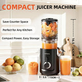celiberry Cold Press Juicer Machines, 5.3” Large Feed Chute Slow Masticating Juicer for Whole Fruits & Vegetables, Easy Clean, Black