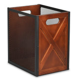 4.5 Gallon Office Trash Can, Wood Small Waste Basket with Iron Mesh, Decorative Garbage Can for Home Office, Kitchen, Bedroom, Living Room Bathroom