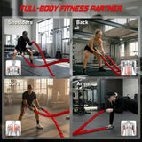 Battle Rope for Home Gym Workout - 1.5 Inch 30ft Heavy Weighted Training Exercise Ropes Fitness Equipment with Sleeve and Anchor Strap Kit for Outdoor Working Out - Red