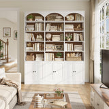 FACBOTALL 78" Tall Bookshelf, 5 Tier Large White Arched Bookcase with Door